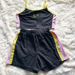 Girls’ SHEIN Matching Color Block Cami Top and Shorts Size 11-12Y